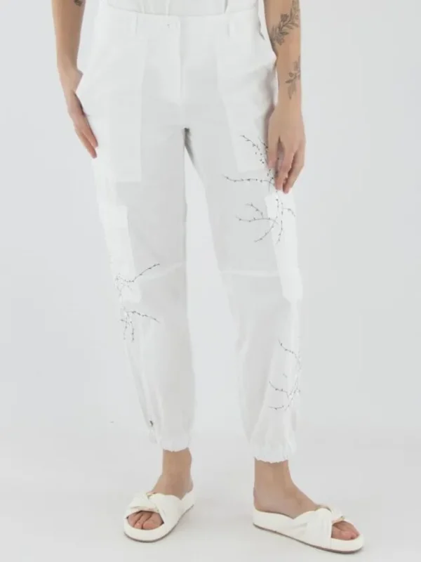 Cambio trousers 7644-0319-04 KARO STICKEREI White