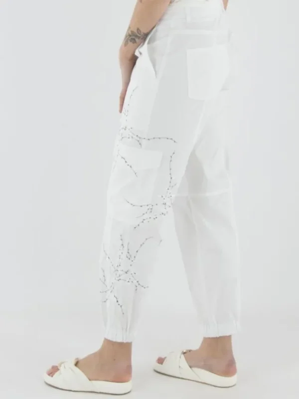 Cambio trousers 7644-0319-04 KARO STICKEREI White