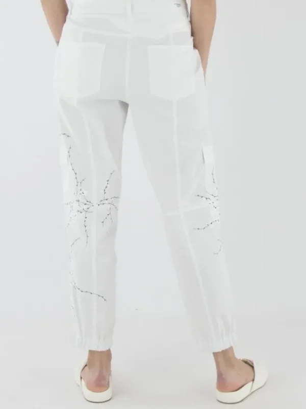 Cambio trousers 7644-0319-04 KARO STICKEREI White