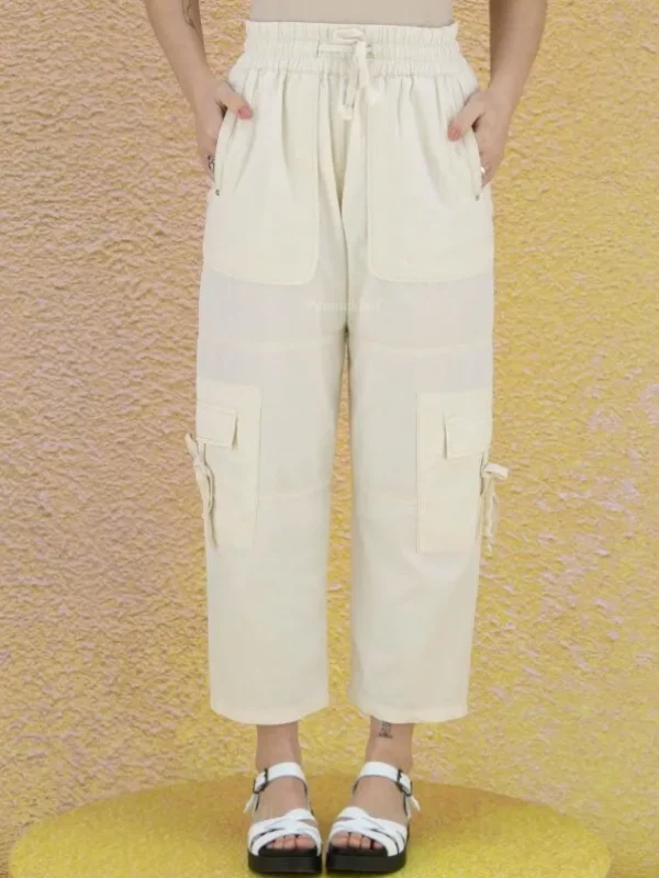 High trousers LAUNCH 702768 Cream White